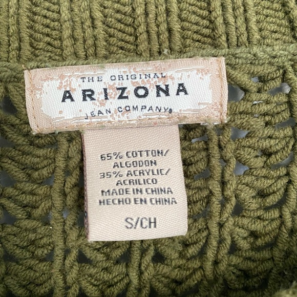 Arizona Jean Co. vintage Olive Green crochet knit Y2K cropped sweater - Picture 3 of 5